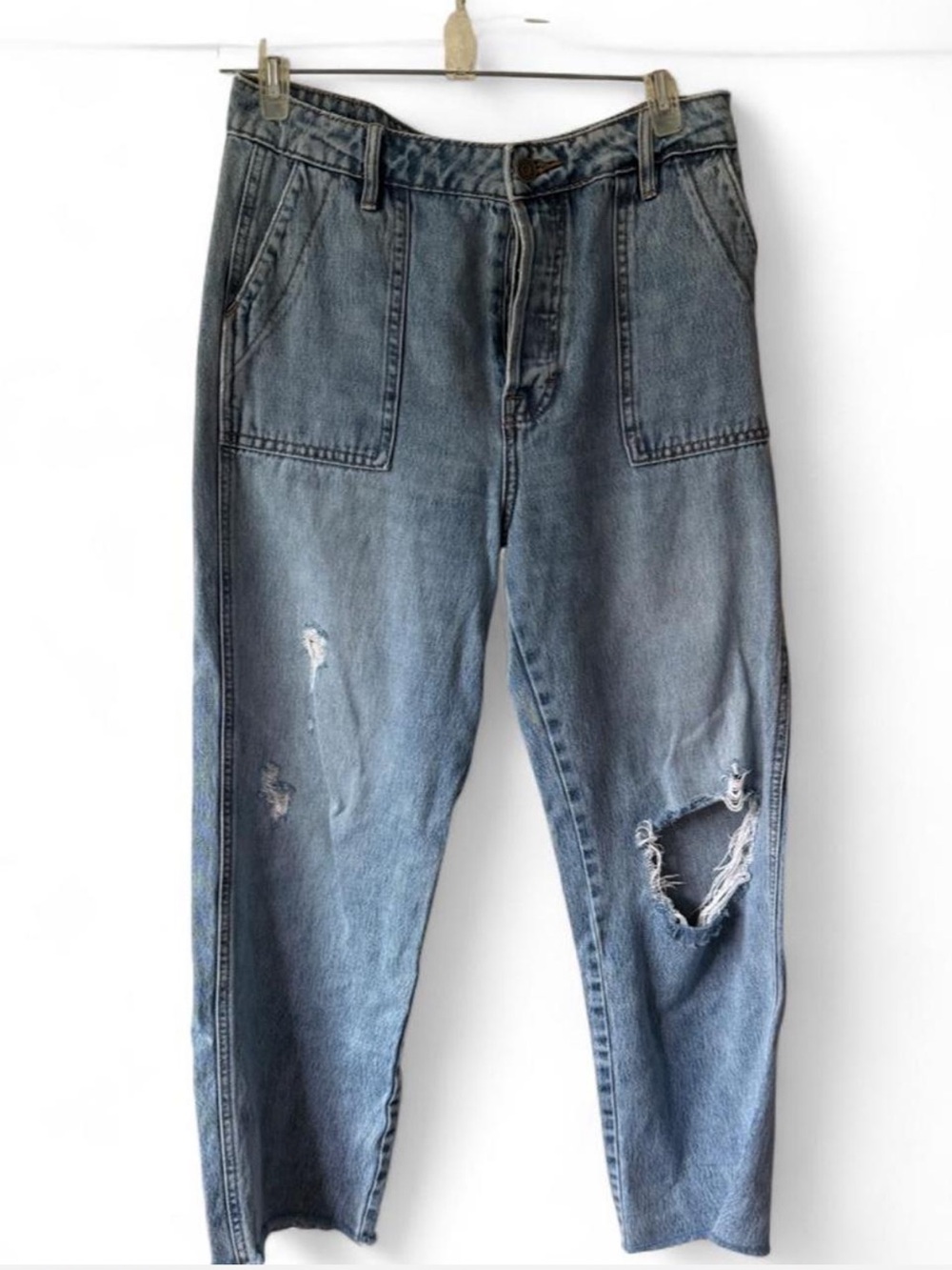 HIDDEN Jeans Light Wash Distressed Button Fly Straight Jeans Size 28